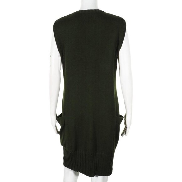GISPA Dress Womens Size M Sweater Italy Merino Wool Blend  Green Sleeveless - Picture 7 of 10
